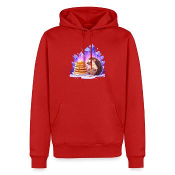 Hérisson avec des pancakes et des cristaux - Sweat à capuche Premium bio Homme - rouge - Devant - Nico (187cm)