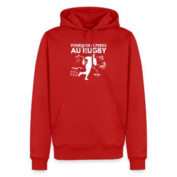 Pourquoi Je perds au Rugby Joueurs de Rugby - Sweat à capuche Premium bio Homme - rouge - Devant - Nico (187cm)