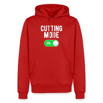 Mode de coupe sur GYM Palestra Cut Fitness - Sweat à capuche Premium bio Homme - rouge - Devant - Nico (187cm)