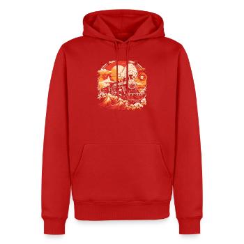 Chemin de fer - Sweat à capuche Premium bio Homme - rouge - Devant - Nico (187cm)
