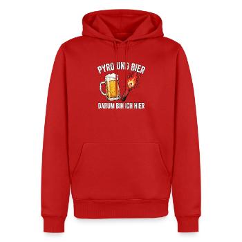 Pyro Und Bier Stadion - Männer Premium Bio Hoodie - Rot - Vorne - Nico (187cm)