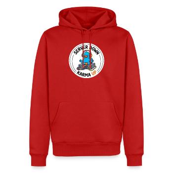 Server down Karma up IT Admin Gelassenheit T-Shirt - Männer Premium Bio Hoodie - Rot - Vorne - Nico (187cm)