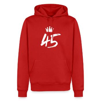 45 Zahl Krone - Männer Premium Bio Hoodie - Rot - Vorne - Nico (187cm)