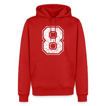 8_eight_acht_white_weiss (fr) - Sweat à capuche Premium bio Homme - rouge - Devant - Nico (187cm)