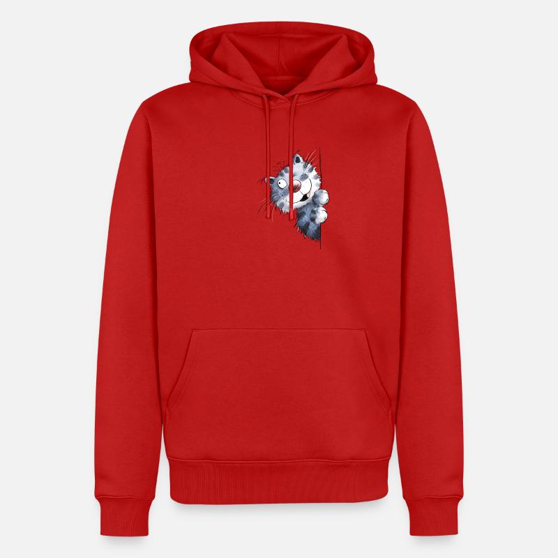 Chat bleu drôle pour les amis de chat - Sweat à capuche Premium bio Homme - rouge