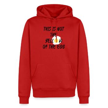 This is not the yellow of the egg - Männer Premium Bio Hoodie - Rot - Vorne - Nico (187cm)