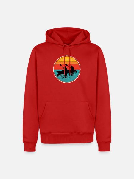 Sunset Kayak Duo Circle - Men’s Premium Organic Hoodie - red