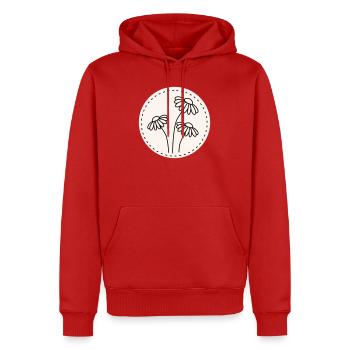 Gänseblümchen Line Art – Blumen Motiv Kreis - Männer Premium Bio Hoodie - Rot - Vorne - Nico (187cm)