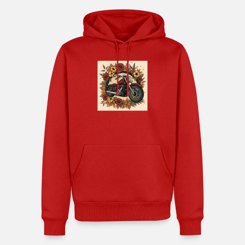 Roue de fleurs d’impression en bloc - Sweat à capuche Premium bio Homme - rouge