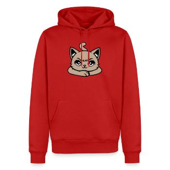 Chat, Sinistre, En Colère, Œil, Croisé, Pattes, Vilain - Sweat à capuche Premium bio Homme - rouge - Devant - Nico (187cm)