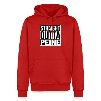 TOUT DROIT SORTI DE LA PEINE - Sweat à capuche Premium bio Homme - rouge - Devant - Nico (187cm)