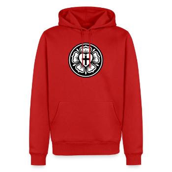 Lutherische Rose - Männer Premium Bio Hoodie - Rot - Vorne - Nico (187cm)