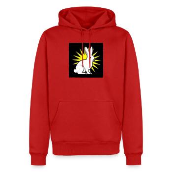 Cooler Hase im Punk Rock & Pop Art Stil - Männer Premium Bio Hoodie - Rot - Vorne - Nico (187cm)