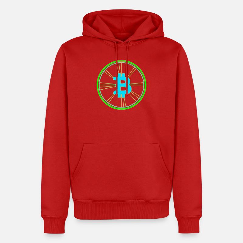 Bitcoin Wireframe Speed Future Vector - Men’s Premium Organic Hoodie - red