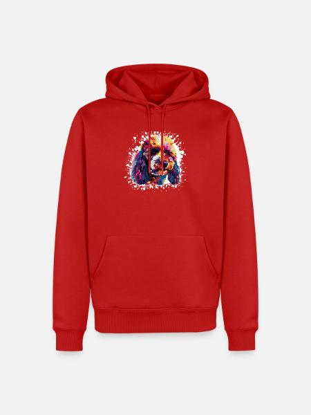 Farbklecks Hund Tier Dog - Männer Premium Bio Hoodie - Rot