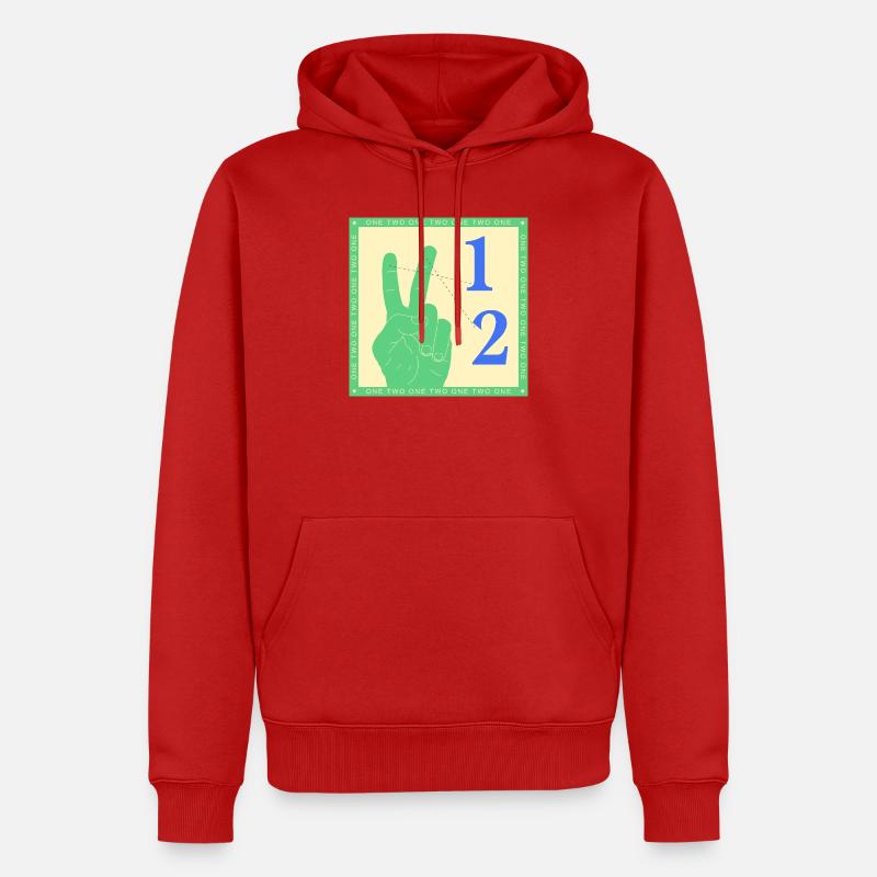 Graphique rétro One Two Counting Hand - Sweat à capuche Premium bio Homme - rouge