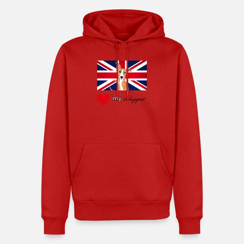 LUVMYWHIPPET (Schwarzer Text, Lebendig) - Männer Premium Bio Hoodie - Rot