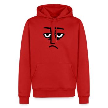 Mürrisches Trauriges Enttäuschtes Gesicht Lustig - Sweat à capuche Premium bio Homme - rouge - Devant - Nico (187cm)