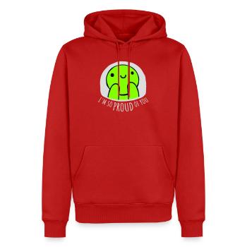 Je suis tellement fier de toi pour t’encourager sincèrement à dire - Sweat à capuche Premium bio Homme - rouge - Devant - Nico (187cm)
