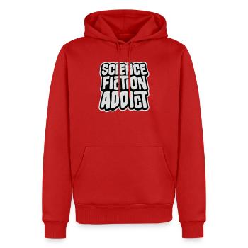 Science Fiction Addict Sci Fi Lover Quote Text - Men’s Premium Organic Hoodie - red - Front - Nico (187cm)