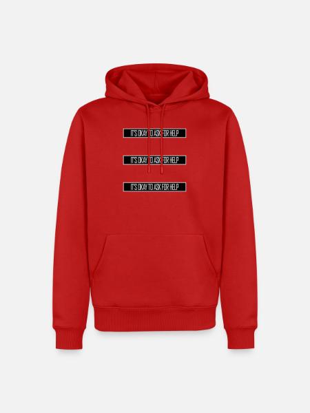 It's Okay To Ask For Help Hilfe Fragen Spruch Logo - Männer Premium Bio Hoodie - Rot