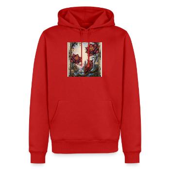 Chouette fleurie et chouette à vapeur - Sweat à capuche Premium bio Homme - rouge - Devant - Nico (187cm)