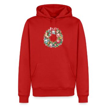 Disco Vintage 80´s Weihnachtskranz - Männer Premium Bio Hoodie - Rot - Vorne - Nico (187cm)