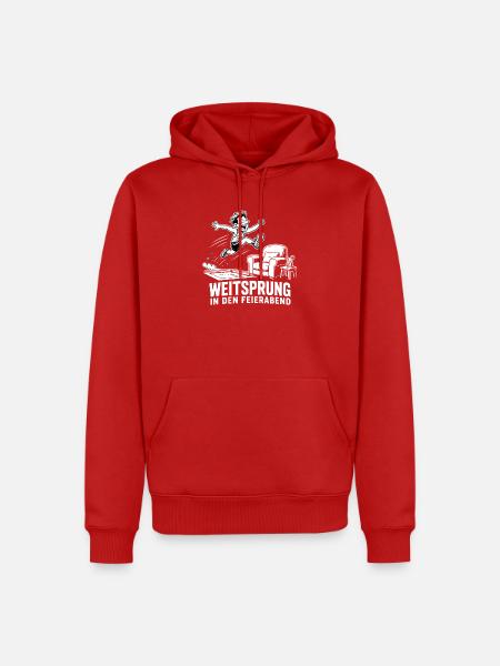 Weitsprung in den Feierabend – Lustiges Design - Männer Premium Bio Hoodie - Rot