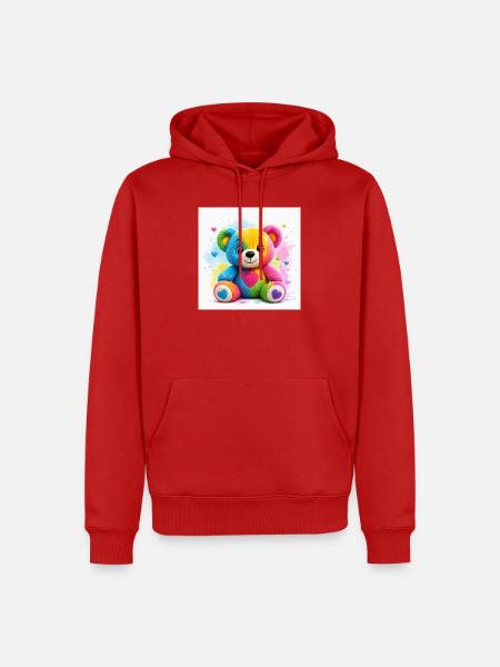 Regenbogenherz Plüschbär - Männer Premium Bio Hoodie - Rot