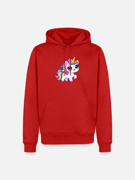 Kawaii Regenbogeneinhorn - Männer Premium Bio Hoodie - Rot