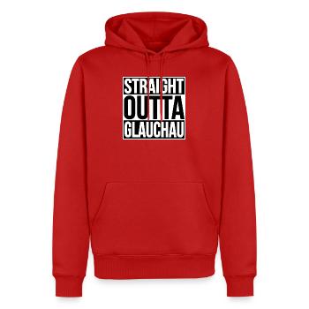 Straight Outta Glauchau - Männer Premium Bio Hoodie - Rot - Vorne - Nico (187cm)