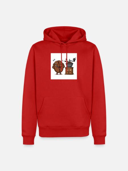 Kaffeebohne weint beim Mahlen - Männer Premium Bio Hoodie - Rot