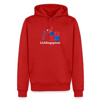 Lieblingsplatz Lernfreundschaft - Männer Premium Bio Hoodie - Rot - Vorne - Nico (187cm)