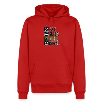 5902EEE5-9096-4447-93C0-B25099047ECE - Männer Premium Bio Hoodie - Rot - Vorne - Nico (187cm)