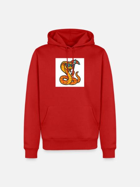 Fröhliche Schlange mit Regenschirm - Männer Premium Bio Hoodie - Rot