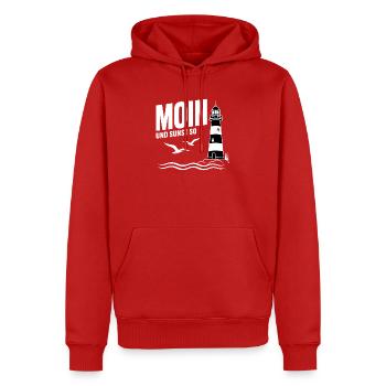 Moin und sunst so Leuchtturm Küste Nordsee Shirt - Männer Premium Bio Hoodie - Rot - Vorne - Nico (187cm)