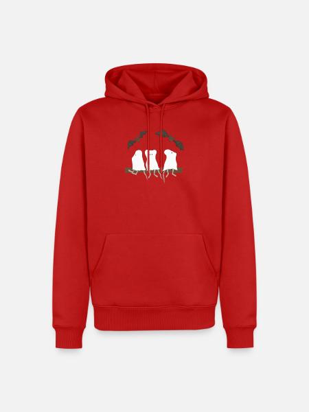 Mäuse-Geistertrio am Ast - Männer Premium Bio Hoodie - Rot