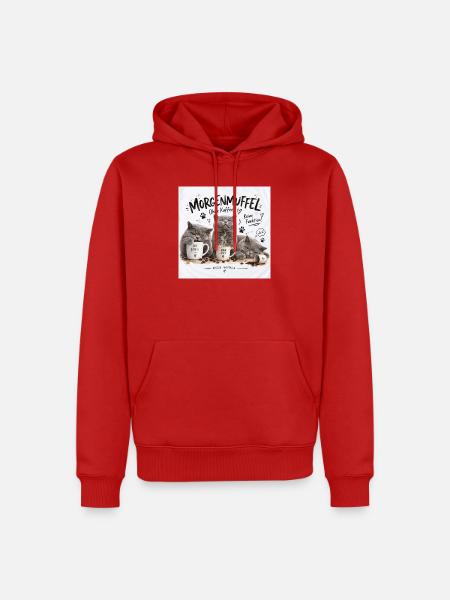 Morgenmuffel Britische Katzenkaffee BKH - Männer Premium Bio Hoodie - Rot