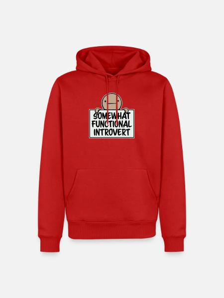 Somewhat Functional Introvert Spruch Logo Text - Männer Premium Bio Hoodie - Rot