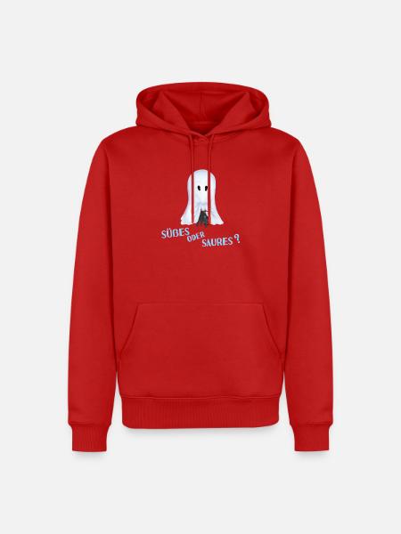 Süßes oder Saures - Gespenst mit Katze - Männer Premium Bio Hoodie - Rot