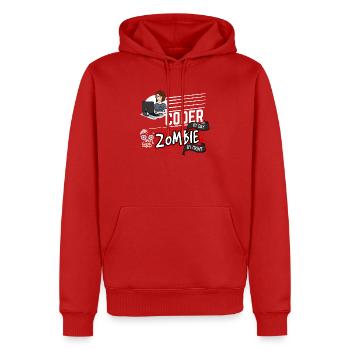 Coder by day Zombie by night - Programmiererin - Männer Premium Bio Hoodie - Rot - Vorne - Nico (187cm)