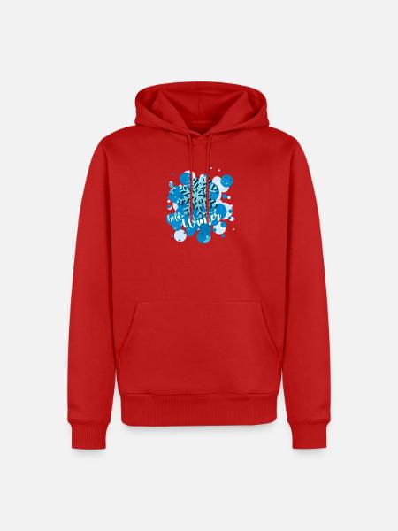 Hello Winter - Schneeflocke in Blau - Männer Premium Bio Hoodie - Rot