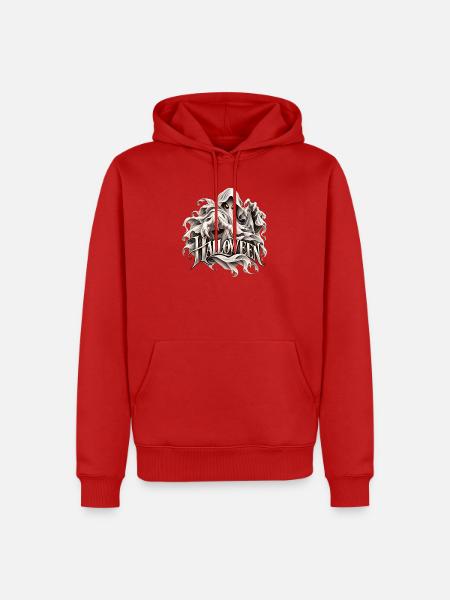 Halloween Geist Silhouette - Männer Premium Bio Hoodie - Rot