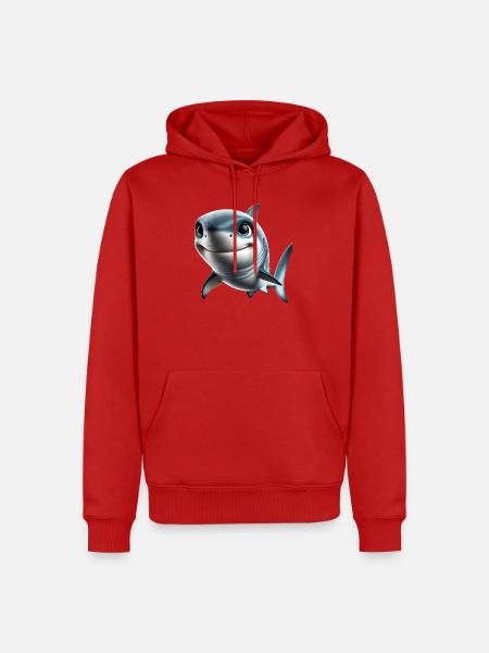 Fröhlicher Hai Cartoon Print - Männer Premium Bio Hoodie - Rot