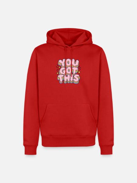 Du schaffst das – Regenbogen Schrift - Männer Premium Bio Hoodie - Rot