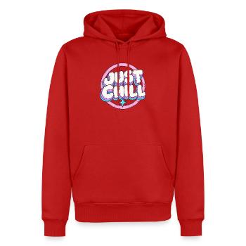 Just Chill Pastell Circle - Männer Premium Bio Hoodie - Rot - Vorne - Nico (187cm)