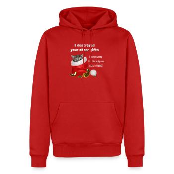 I destroyed your other gifts - Kätzchen - Männer Premium Bio Hoodie - Rot - Vorne - Nico (187cm)