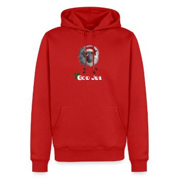 Graues Schaf God Jul - Schwedisch - Männer Premium Bio Hoodie - Rot - Vorne - Nico (187cm)