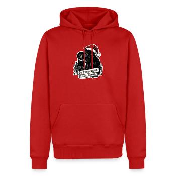 Oh Tannenbaum so schwarz Katze Gothic Weihnachten - Männer Premium Bio Hoodie - Rot - Vorne - Nico (187cm)