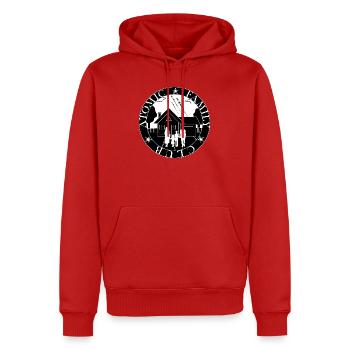Familie im Kosmischen Haus - Männer Premium Bio Hoodie - Rot - Vorne - Nico (187cm)